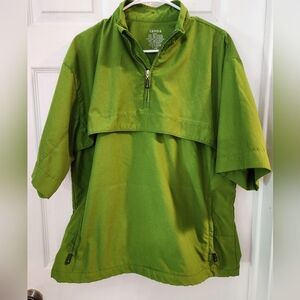 Izod  Green 1/4 Zip Windbreaker Short Sleeve Pullover‎ Pockets  Jacket M